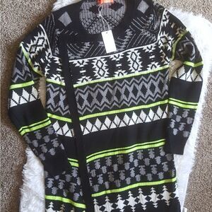 Lulumari Aztec Sweater Cardigan Open‎ Front Long Sleeve New Womens Size Medium